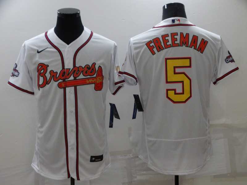 Braves 5 Freddie Freeman White 2022 Gold Program Flexbase Jersey,We sell and wholesale Braves 5 Freddie Freeman White 2022 Gold Program Flexbase Jersey on line form chian!